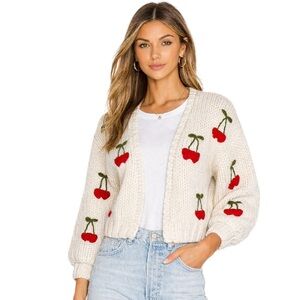 Forever 21 Cherry Chunky Knit Cardigan Sweater Size XS Women 9/10 KIDS